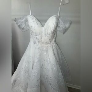 Allure Bridals White Wedding Dress w silver details
